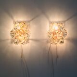 Pair of faceted crystal wall lights / sconces by Kinkeldey, Germany, 1970s