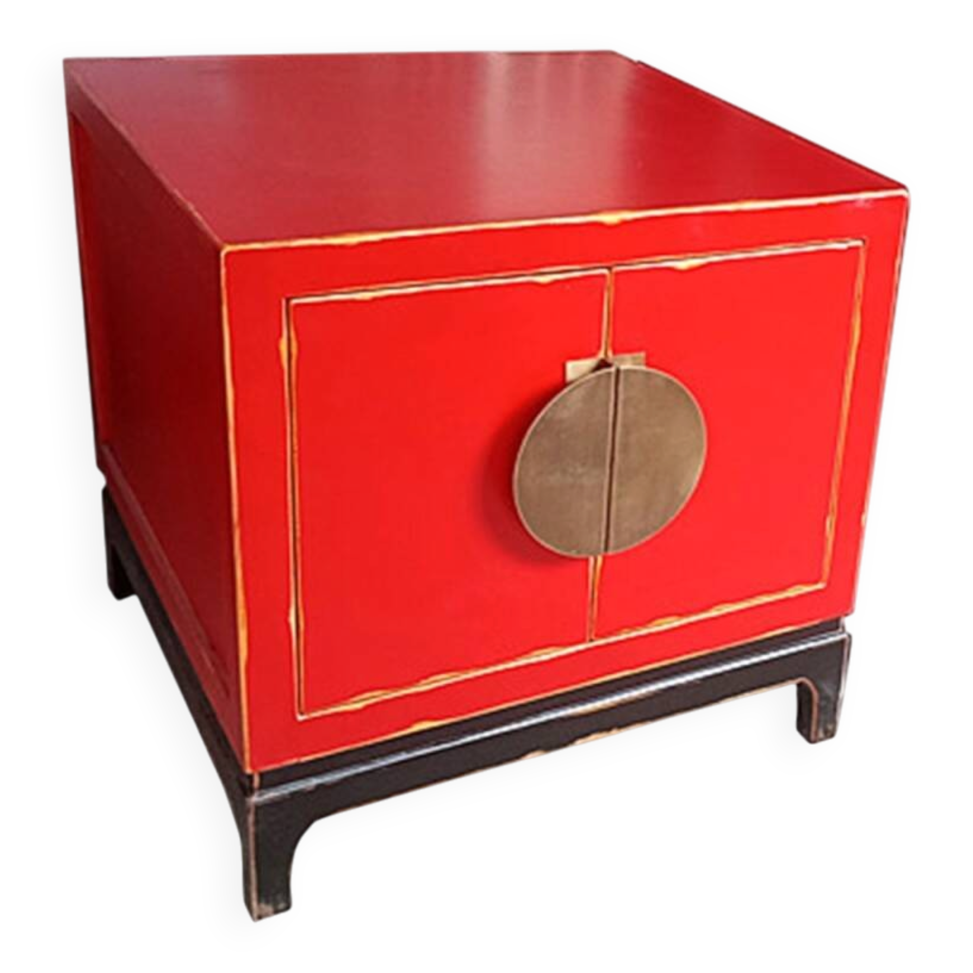 Red Chinese bedside table