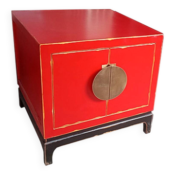 Red Chinese bedside table