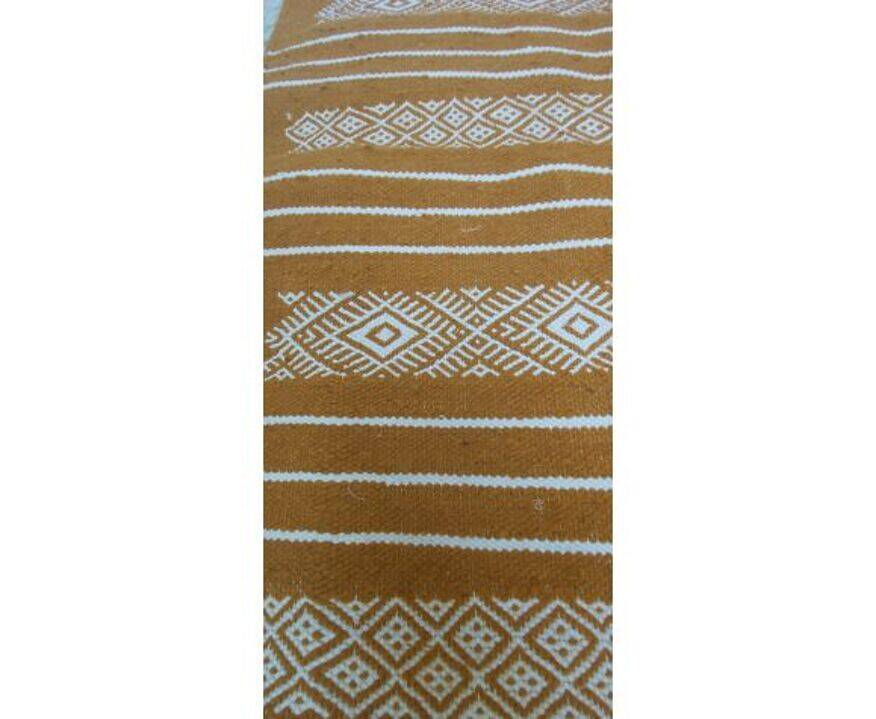 Hand-woven kilim hallway rug in natural wool