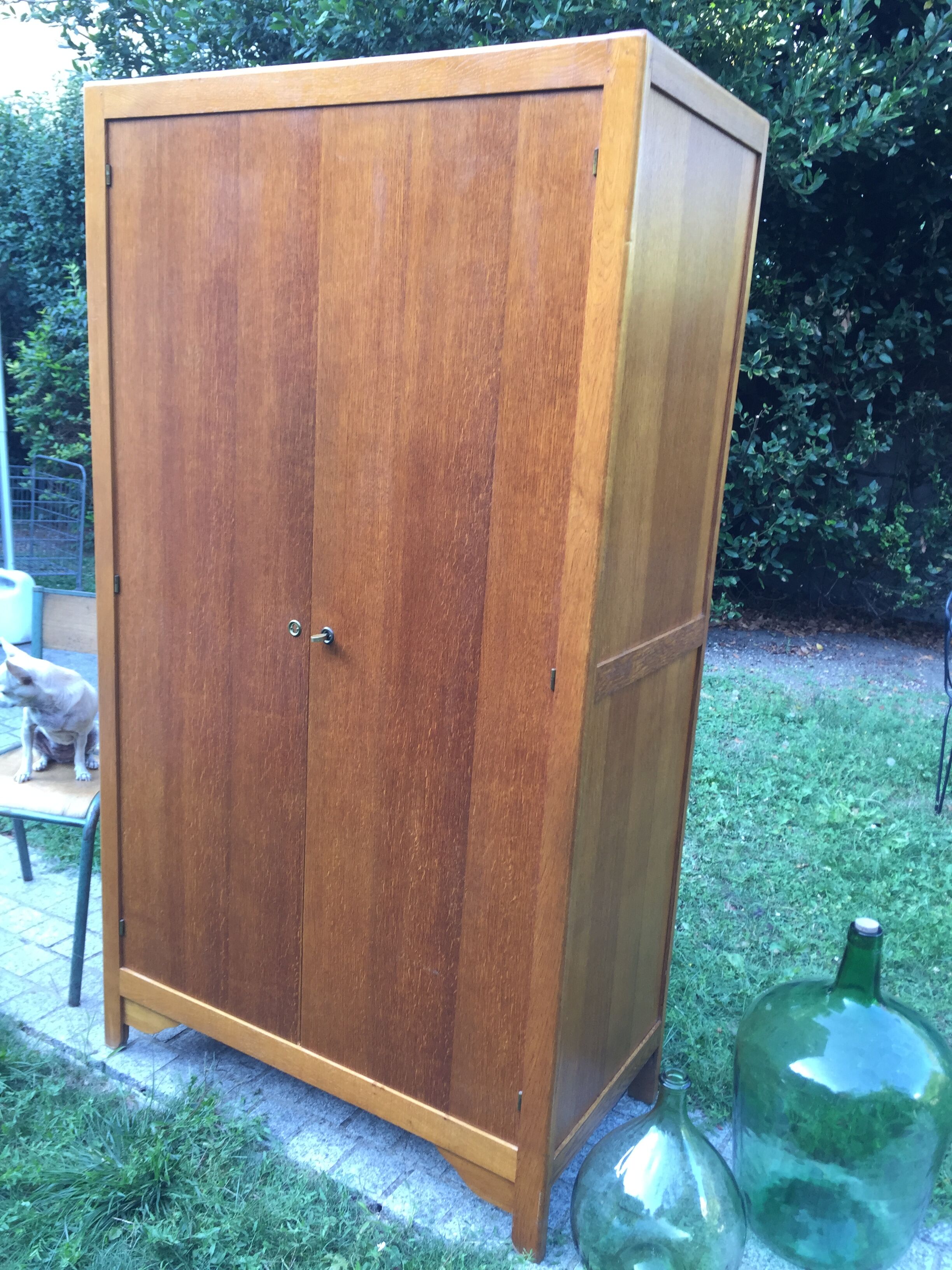 School vintage 1950 in blond oak wardrobe