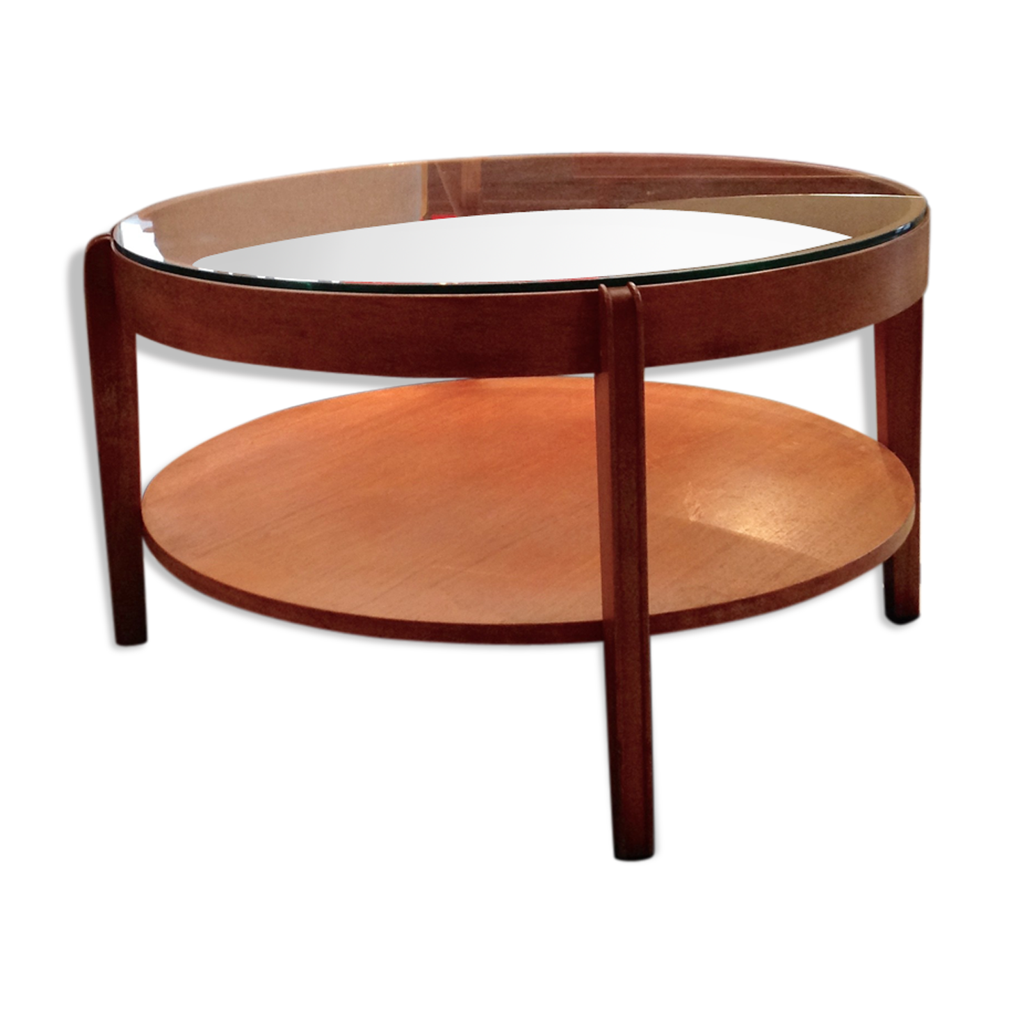 Double tray light glass and wood coffee table