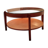 Double tray light glass and wood coffee table