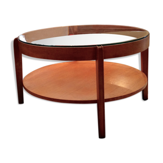 Double tray light glass and wood coffee table