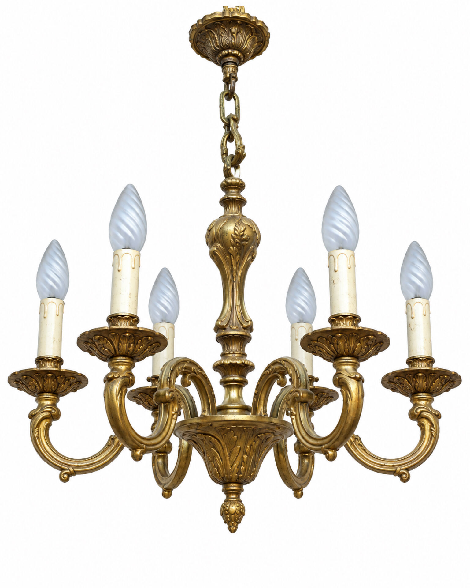 Lustre en Laiton 6 feux Louis XV