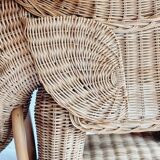 Side table or end of elephant sofa in wicker and rattan 70'
