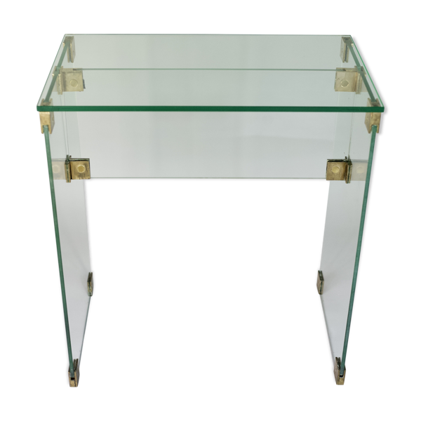 Console verre et bronze France années 60