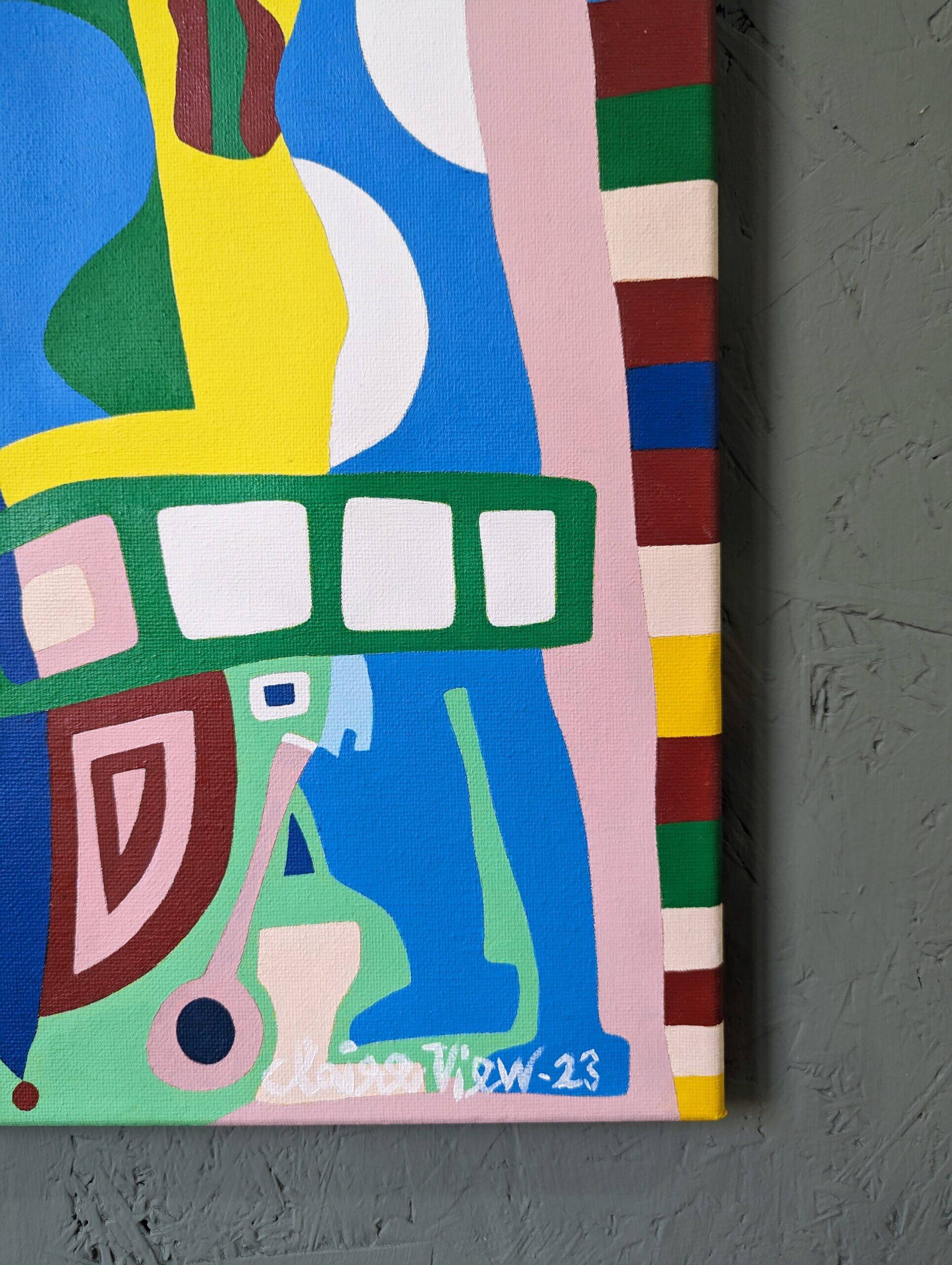 Contemporary Abstract Painting "Blue Tiger" 2023 Unframed Acrylic on Canvas