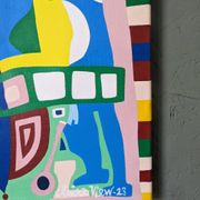 Contemporary Abstract Painting "Blue Tiger" 2023 Unframed Acrylic on Canvas
