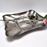 Vintage Rectangular Embossed Silver Plated Tray / Centerpiece by Olri, Italy