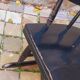 Rocking-chair vintage 50s in black lacquered wood
