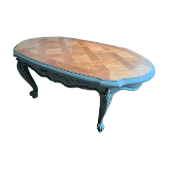 Table basse bois massif vert kaki et bois