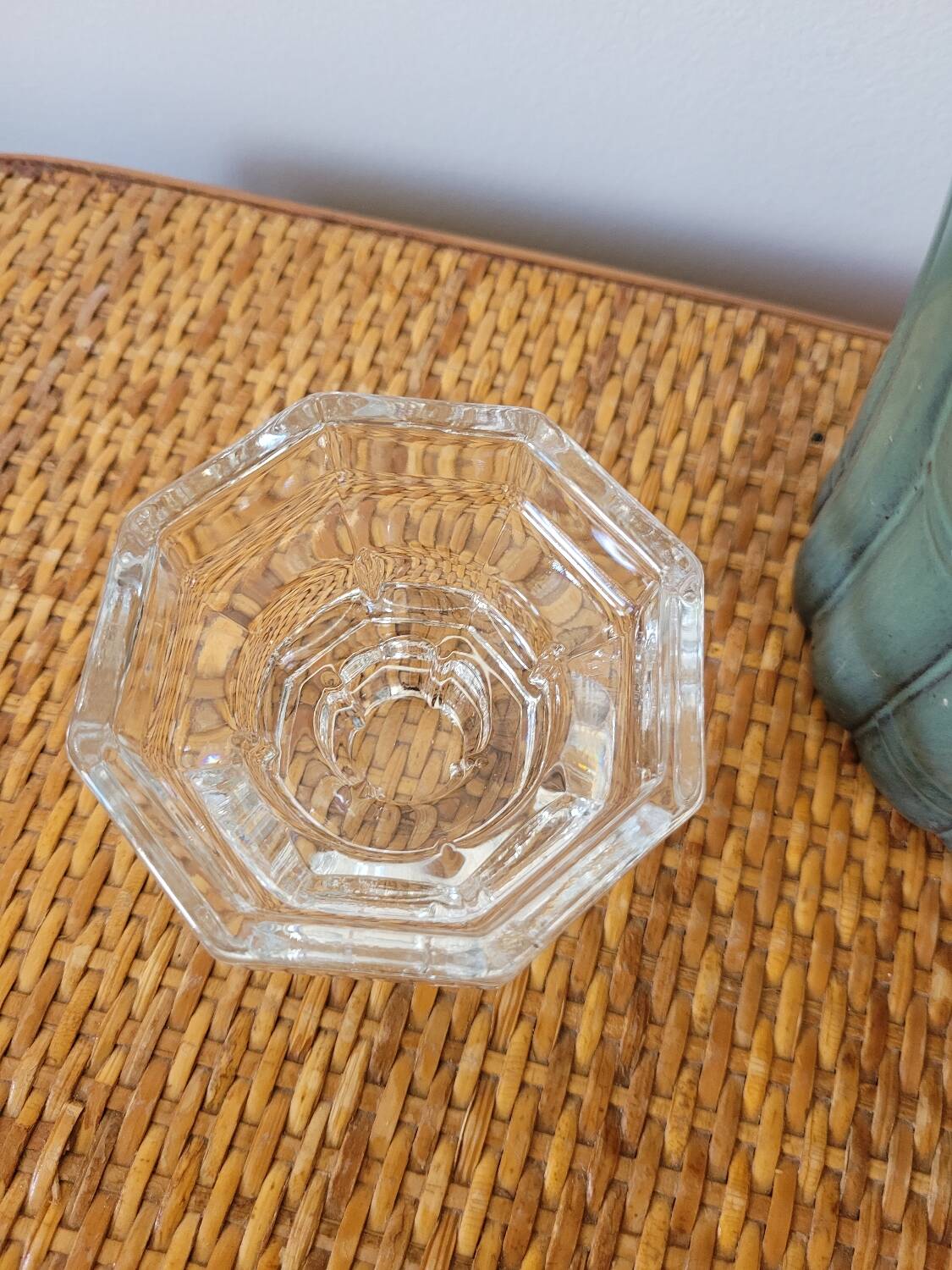 Hexagonal glass candle holder