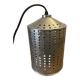 Industrial pendant lamp in perforated gray metal