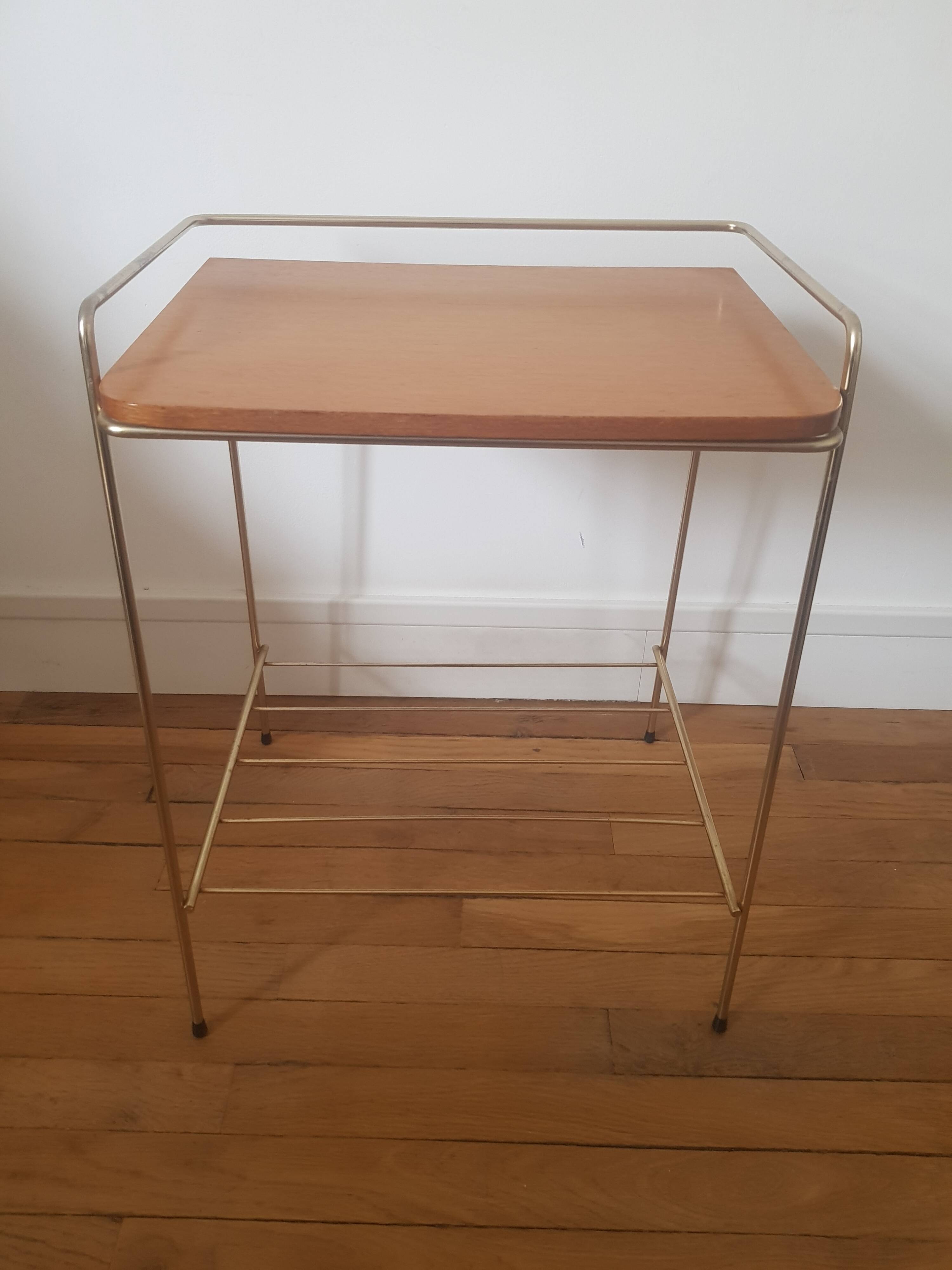 Metal and wood end table