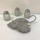 Vintage glass and silver-plated condiment set