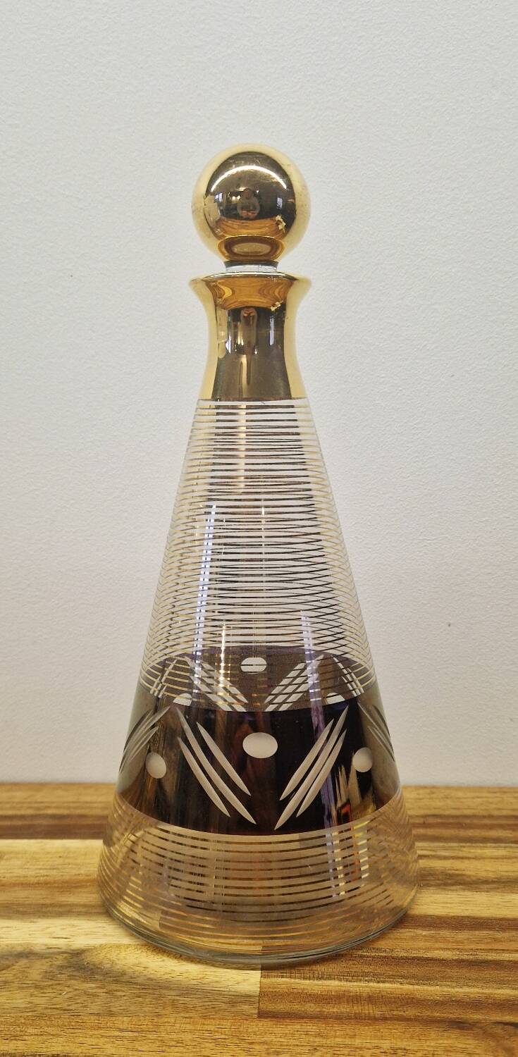 Art Deco style glass carafe with gold decoration