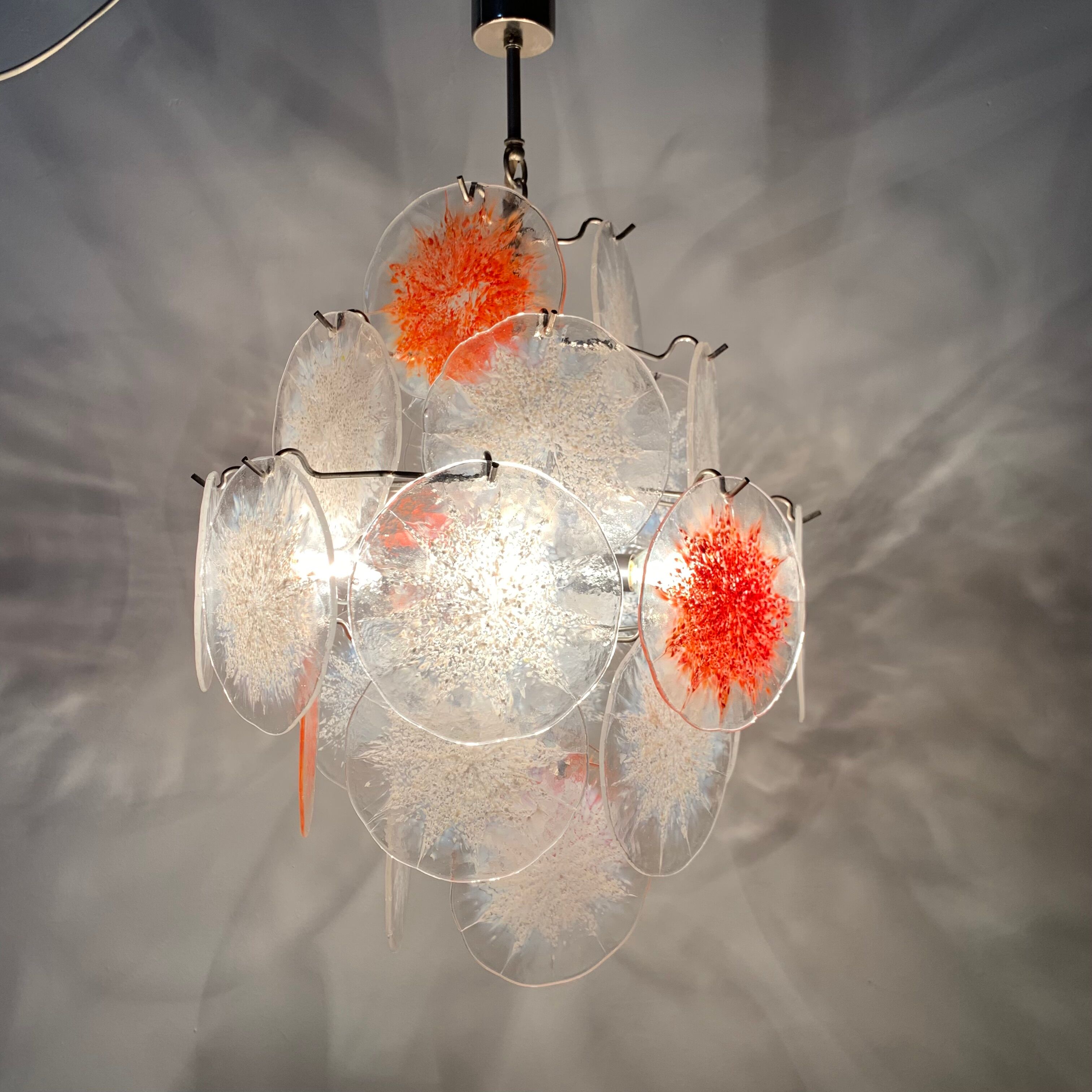 Mid-Century design glass disc chandelier by Vistosi, 1970s