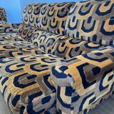Vintage orange sofa armchair with 50s-70s pattern