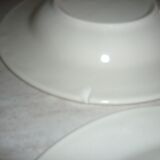 Lot de 6 assiettes creuses anciennes en faïence beige et rouge