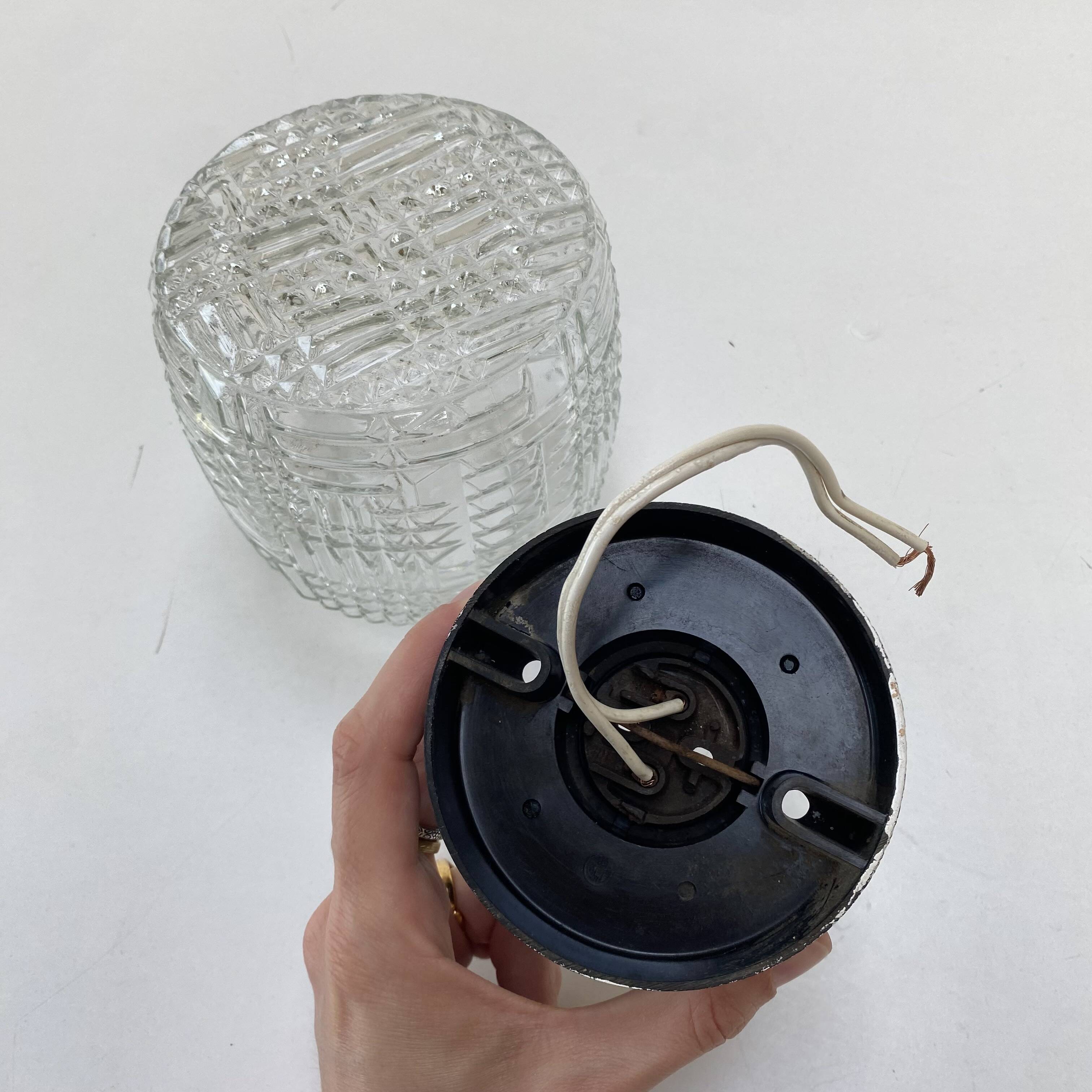 Vintage 1960s moulded pressed glass wall light