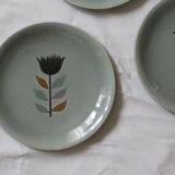 Set of 4 flat plates Salins, Montpezat pattern, vintage French