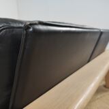 Walter Knoll leather sofa in leather and light oak, 1980