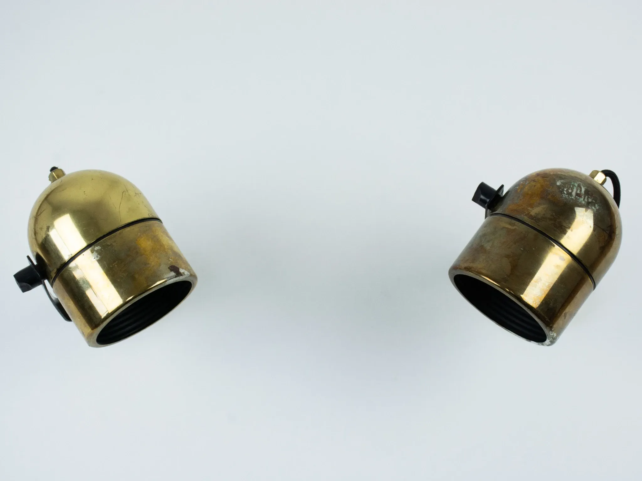 Pair of Vintage Gold-Toned Tube-Style Wall Spotlights With Patina