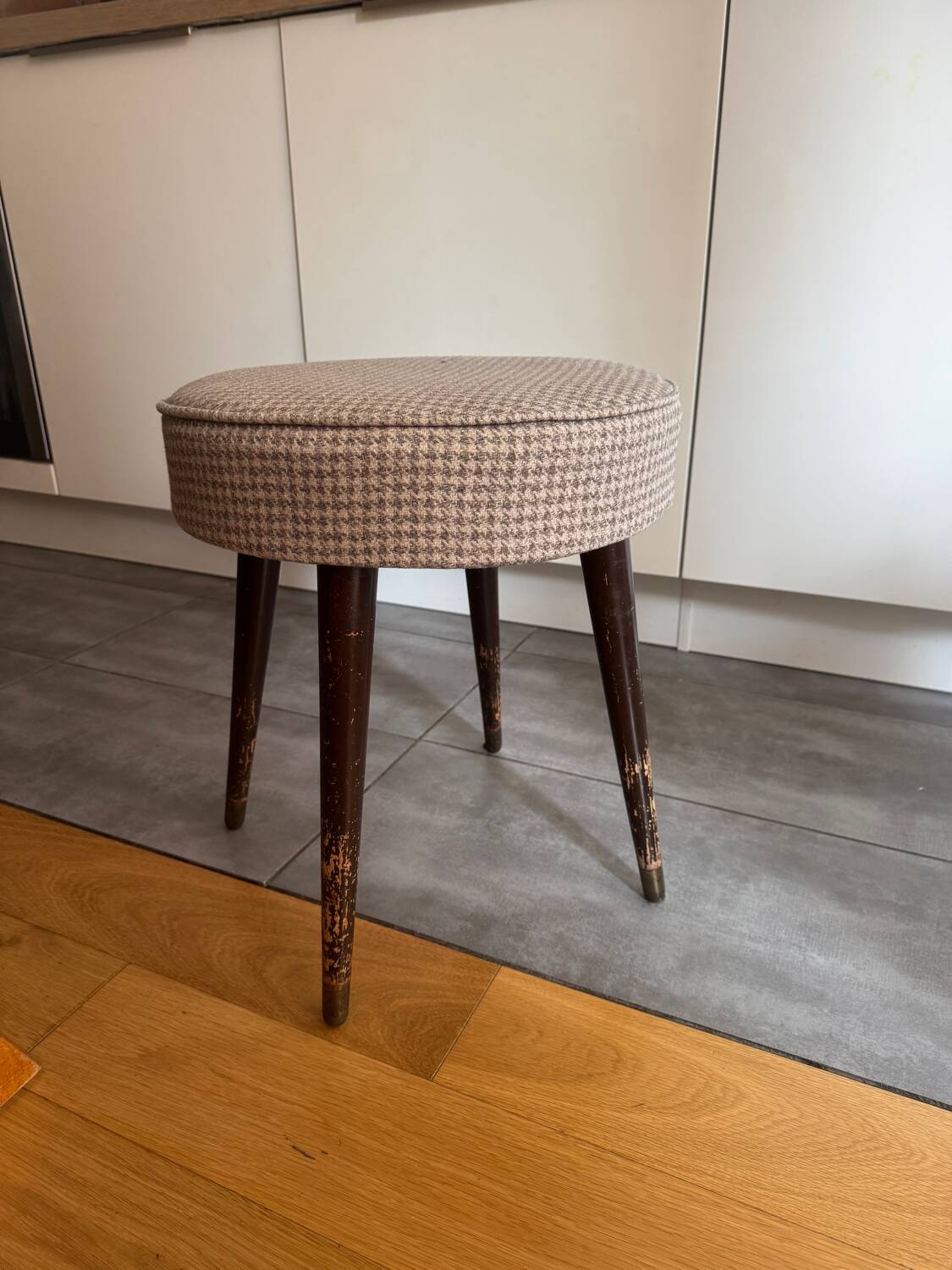Wooden and wool stool