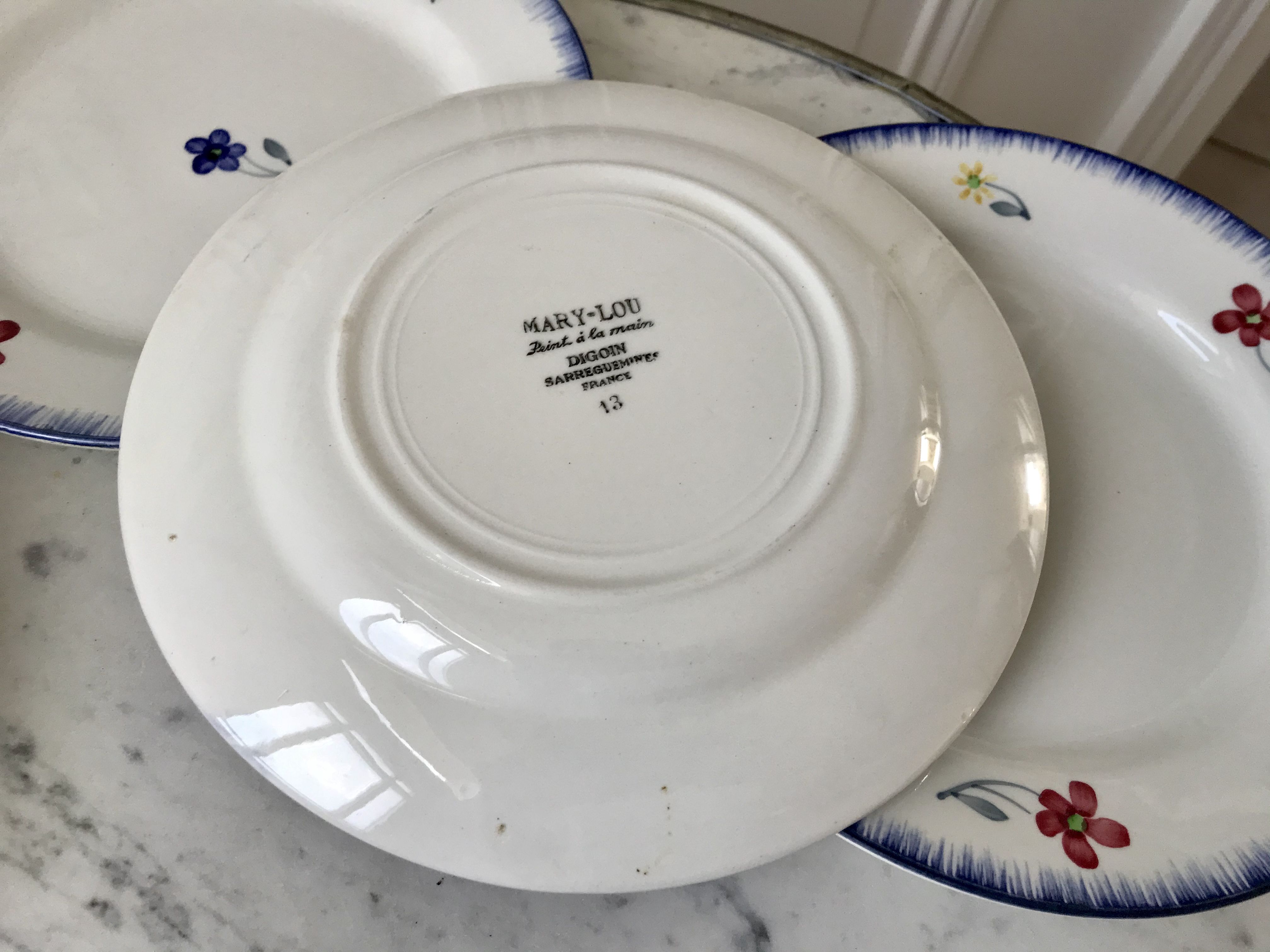 Set of 6 dessert plates Digoin Sarreguemines, years 30-40