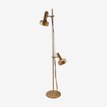 Danish floor lamp 2 height adjustable reflectors in gilded brass TS BELYSNING