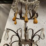 Louis XV style cage chandelier with pendants and drop of water XX century