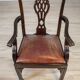 Late-19th Century English Walnut Chairs with Leather Upholstery, 1920s, Set of 4