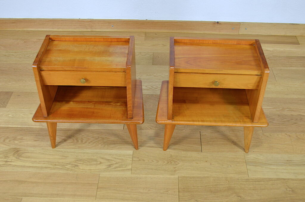 Pair of feet compas side tables - 1950