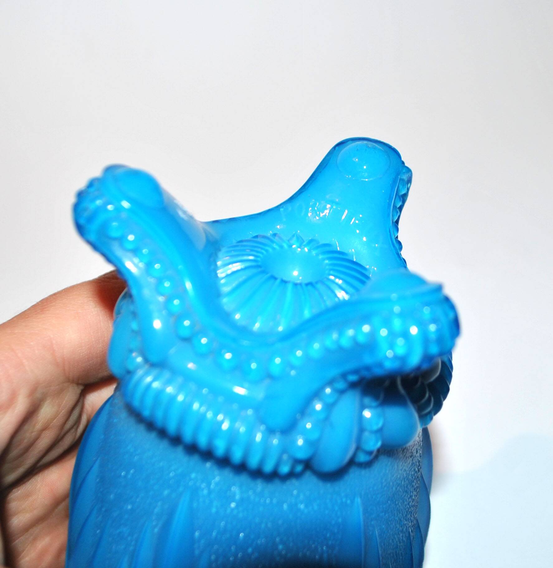 Portieux photophore cigar holder antique opaline turquoise blue gothic