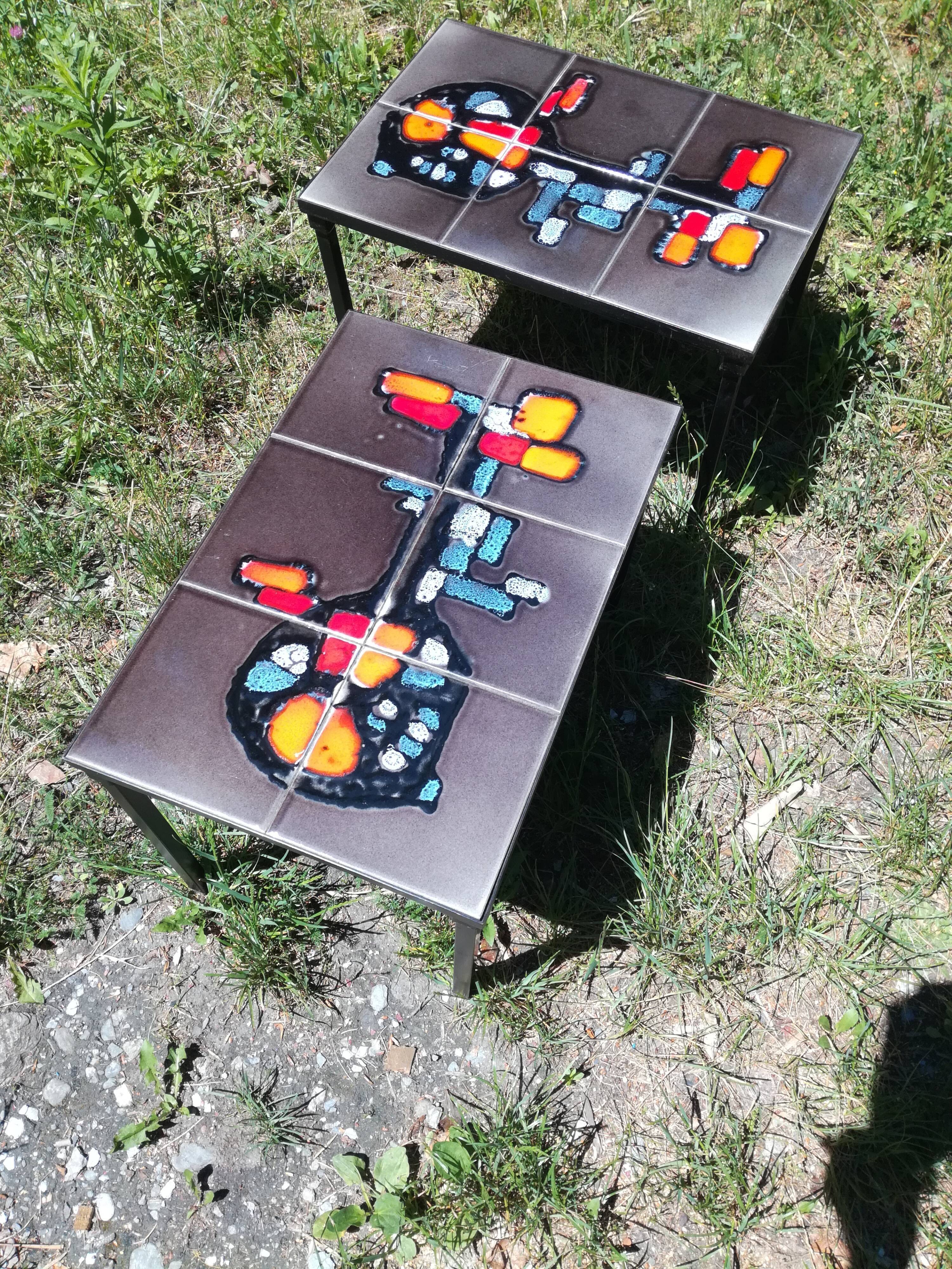 Two 70's ceramic coffee tables