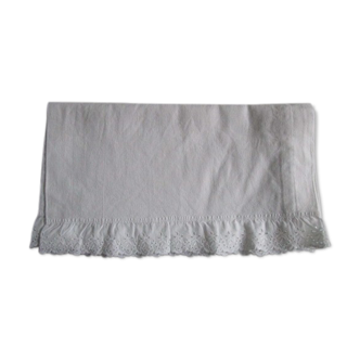 Old bolster case embroidered in cotton :180x41cm