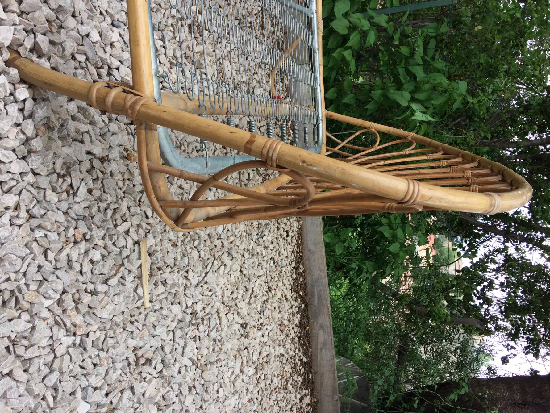 Two-person vintage basket rattan bed