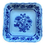 Square blue and white Czech porcelain salad bowl