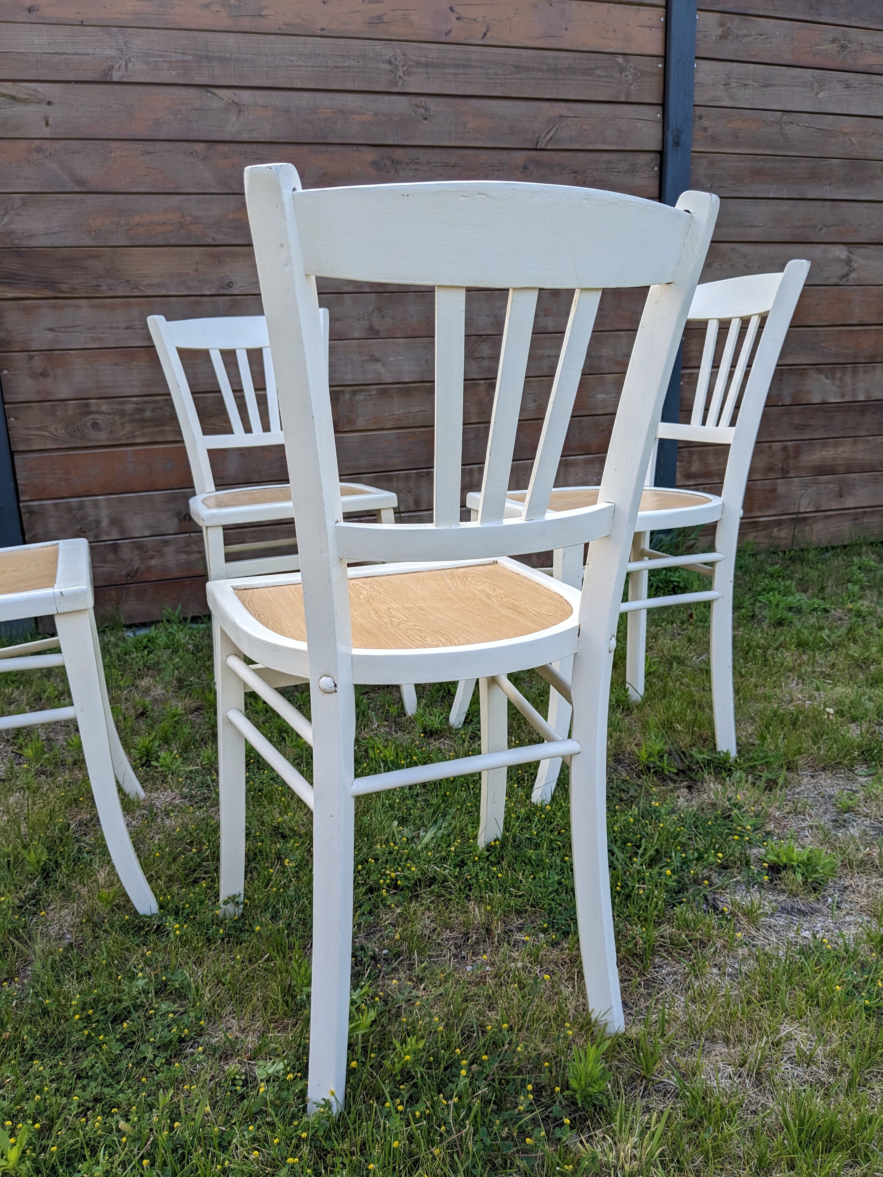 Set of 4 vintage shabby chic bistro chairs