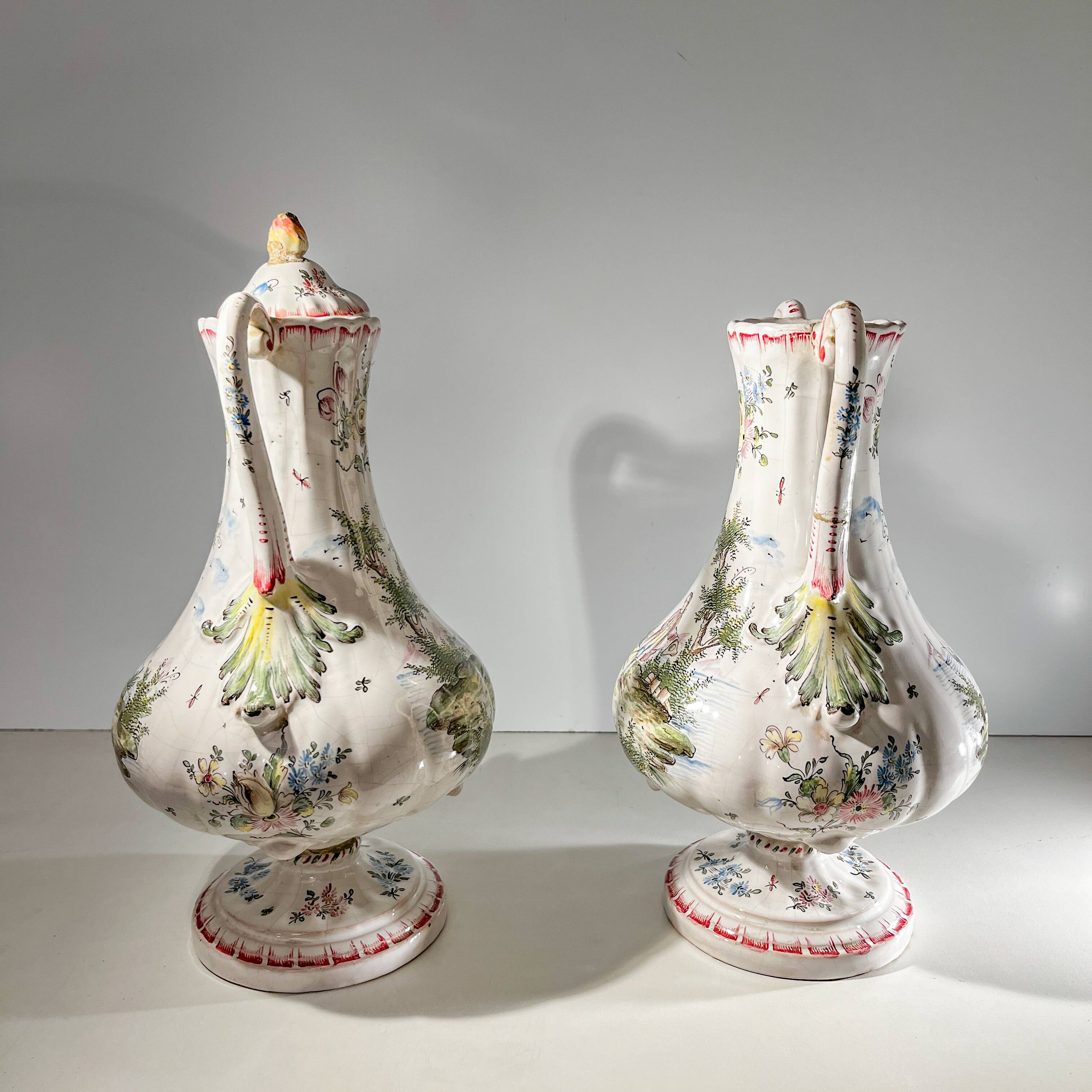 Pair of vases, Marseille earthenware factory, Joseph Gaspard Robert