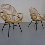 Set of Dutch Mid-Century Bamboo Chairs by Rohé Noordwolde, 1950s