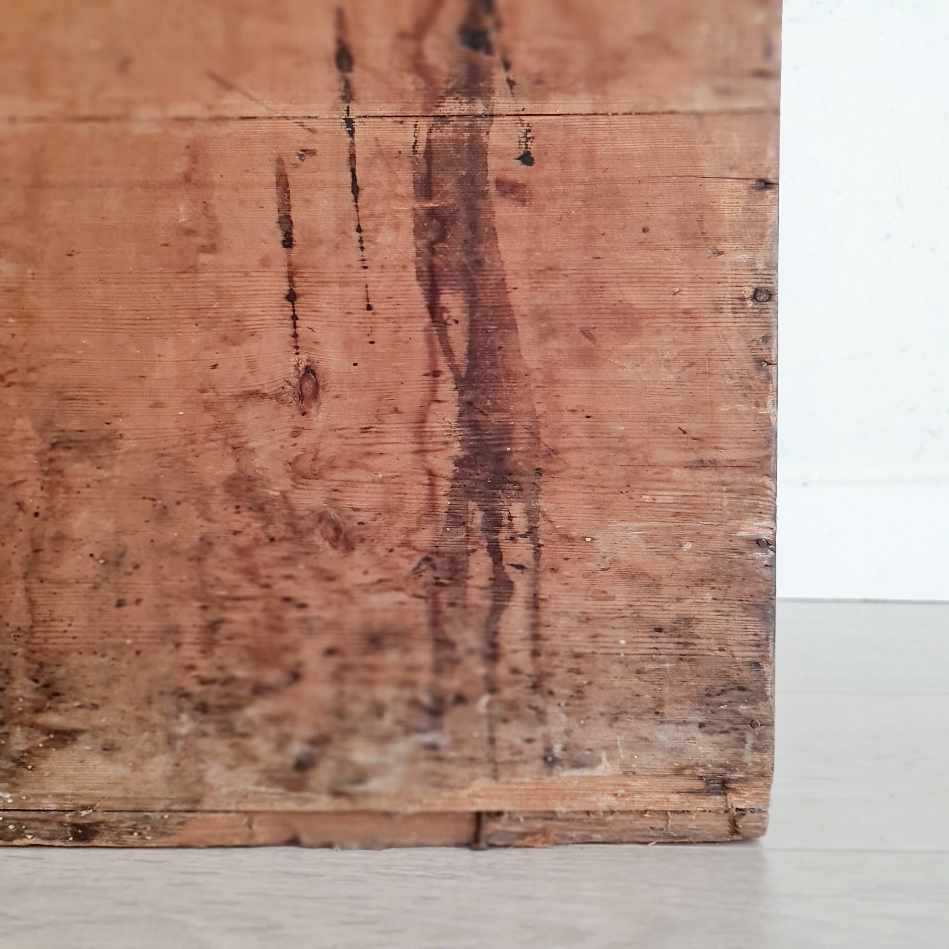 Old wooden chest with metal handles