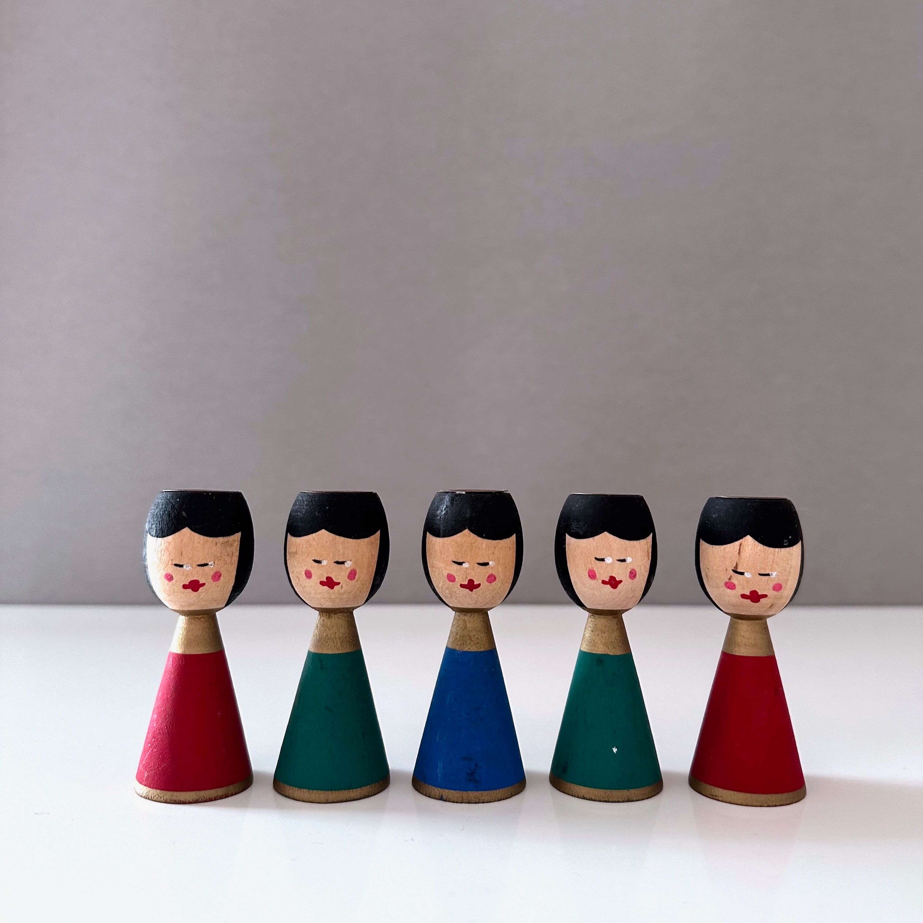 5 candlesticks, vintage decoration Erzgebirge