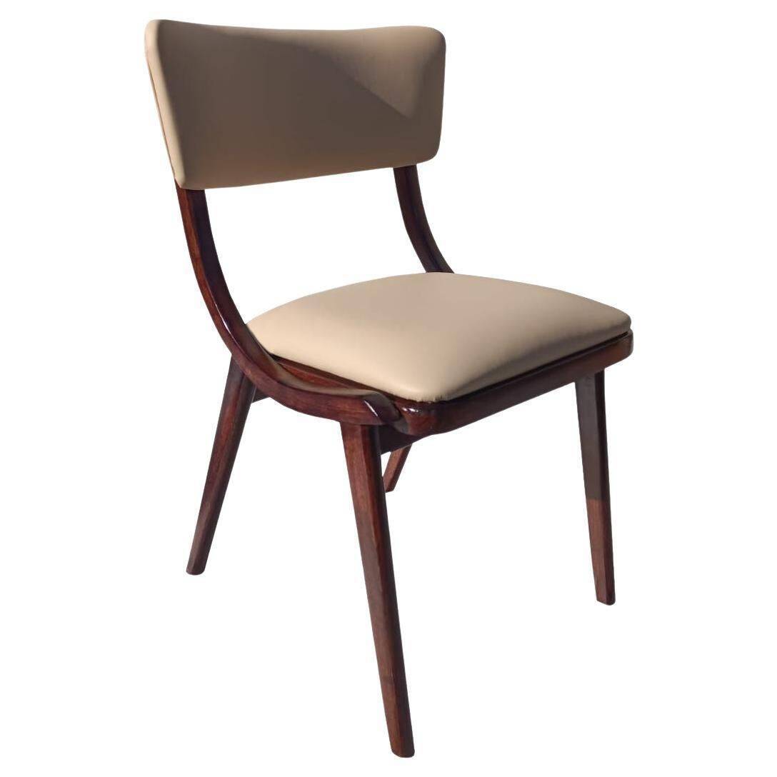 Chaise, cuir crème clair, pologne, 1960s