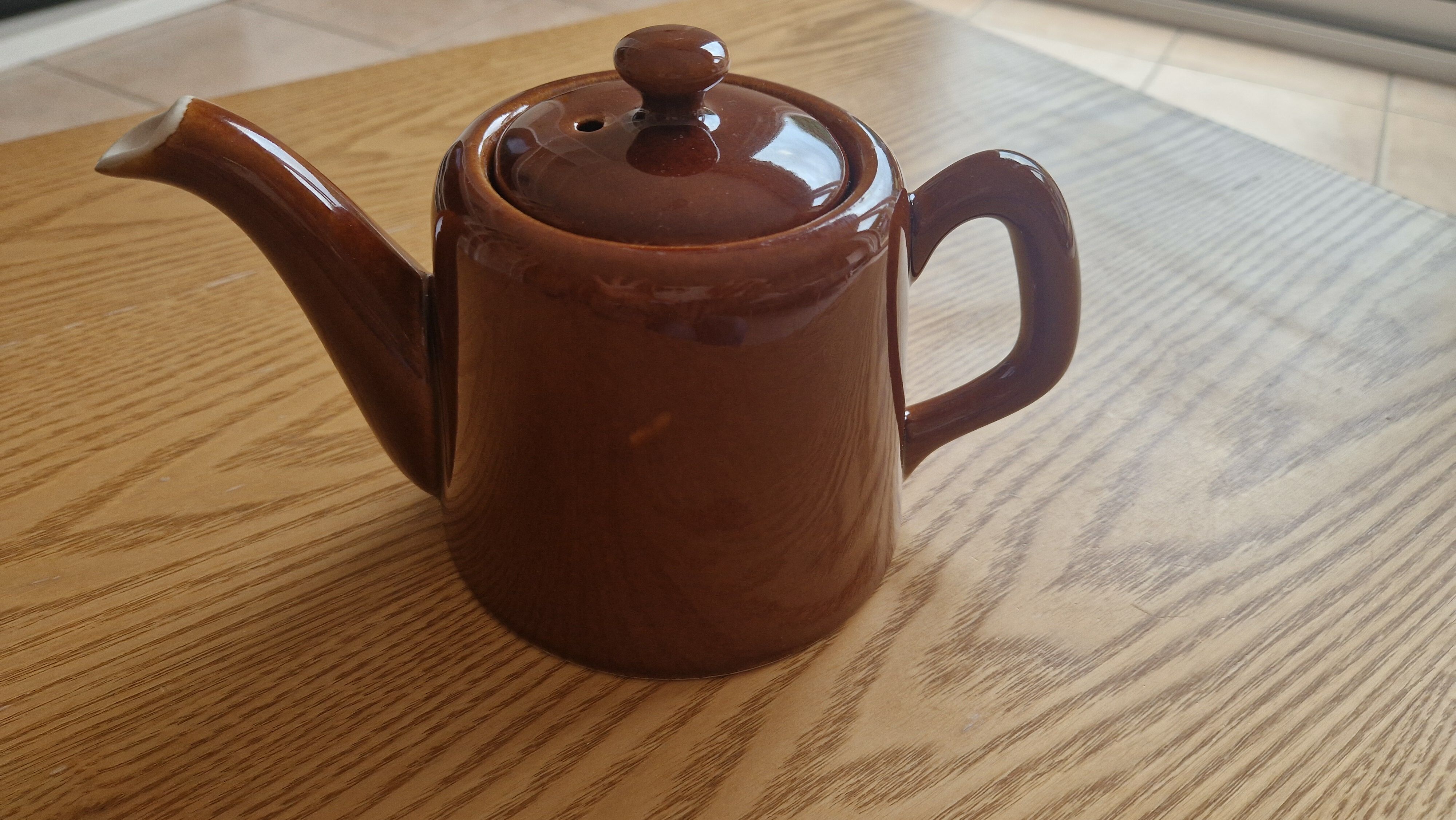 Vintage Chocolate Brown Glazed Stoneware Teapot