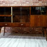 Renewed 1950s art deco showcase, high-legged, retro, vintage