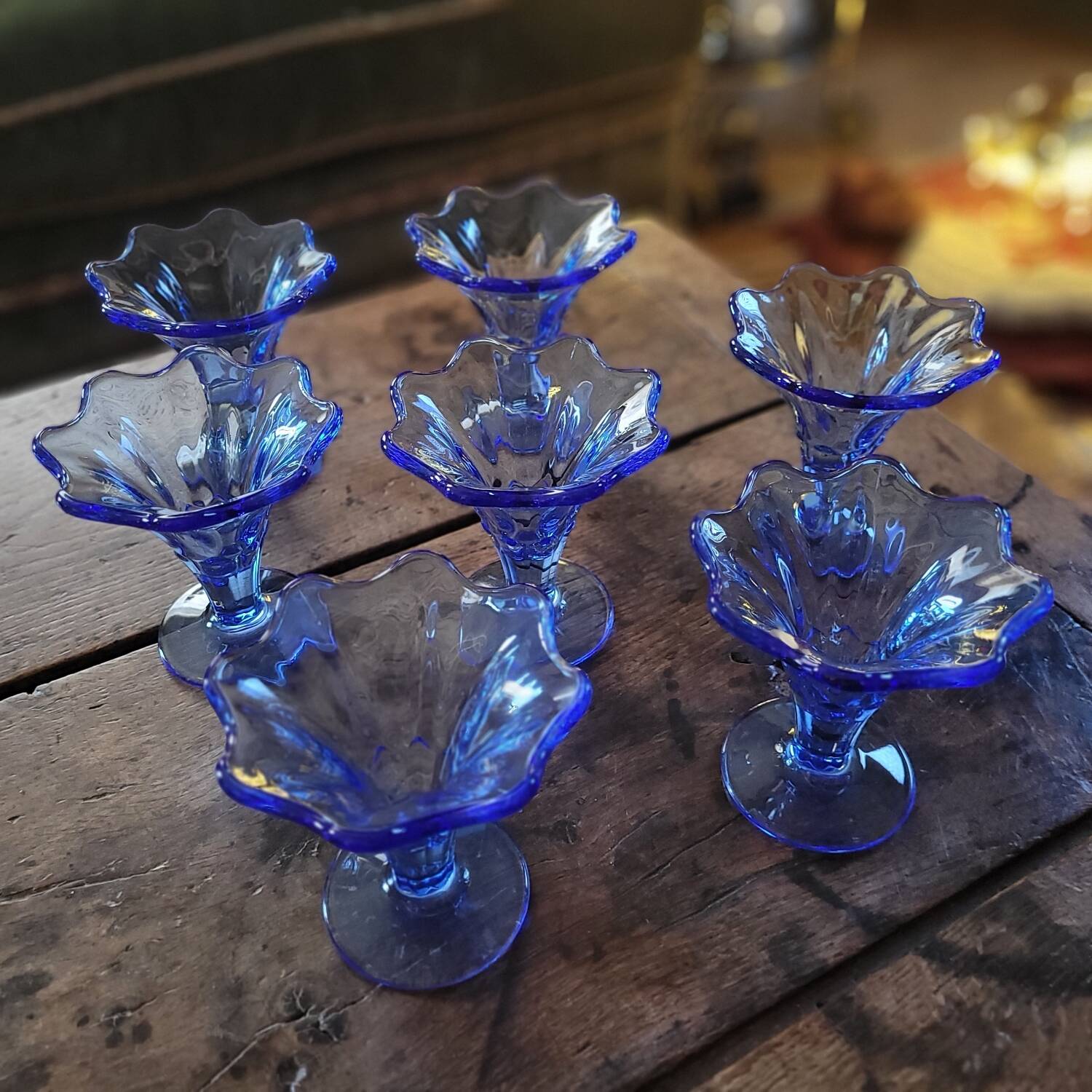 Coupes Ondulées Bleu Saphir La Rochère Vintage 80s0