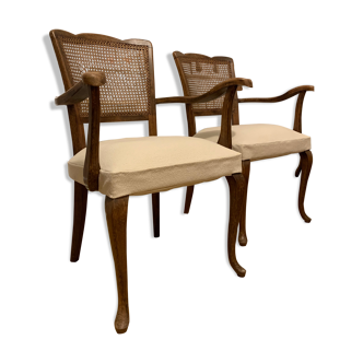 Beige and canning armchairs