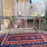 Chrome table with glass top 1960